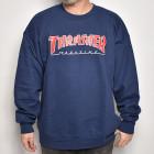Thrasher Magazine/Outlined Crew Neck Sweatshirt（スラッシャーマガジン スウェットシャツ）ネイビー [a-5743]