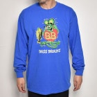 Bass Brains×US/Fink L/S T-Shirt(バスブレインズ×アス Tシャツ)ブルー [a-5826]|プリント Ｔシャツ|ロングスリーブTシャツ