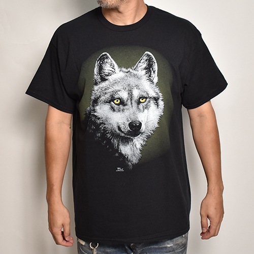 Wolf S/S TShirt（ウルフ Tシャツ）ブラック [a6231] ショートスリーブTシャツ,プリント Tシャツ US