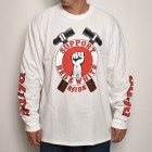 Hells Angels R Side/Fist with Hammer Support L/S T-Shirt（ヘルズエンジェルス Tシャツ）ホワイト [a-6654]