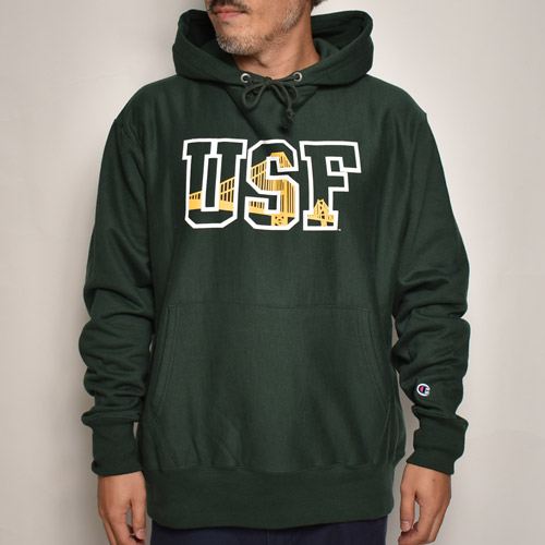 USF Official Bridge Logo Sweat Hoodie（ユニバーシティオブサンフランシスコ パーカー）ダークグリーン  [a-6704]-US ONLINE SHOP