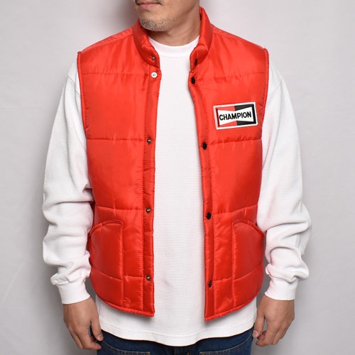 US Customized Champion Spark Plug Insulated Nylon Vest(チャンピオン ベスト)レッド  [a-6918]-US ONLINE SHOP