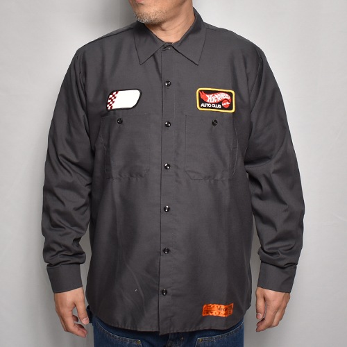 Red Kap×US/Hot Wheels Patched L/S Loose Fit Work Shirt（レッドキャップ×アス  ワークシャツ）チャコール [a-6932]-US ONLINE SHOP