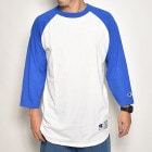 Champion/3/4 Sleeve Raglan Baseball T-Shirt（チャンピオン ベースボールボールTシャツ）ホワイト×ブルー [a-6985]