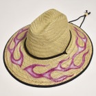 GRIMB Krazy Paint×Us/Flames Straw Hat(グリム×アス ストローハット)ナチュラル×パープル×ホワイト [a-6998]
