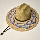 GRIMB Krazy Paint×Us/Flames Straw Hat(グリム×アス ストローハット)ナチュラル×パープル×ライトブルー [a-6999]
