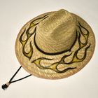 GRIMB Krazy Paint×Us/Flames Straw Hat(グリム×アス ストローハット)ナチュラル×ブラック×イエロー [a-7004]