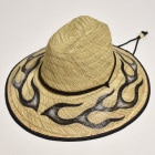 GRIMB Krazy Paint×Us/Flames Straw Hat(グリム×アス ストローハット)ナチュラル×ブラック×ホワイト [a-7005]