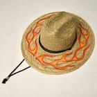 GRIMB Krazy Paint×Us/Flames Straw Hat(グリム×アス ストローハット)ナチュラル×レッド×イエロー [a-7156]