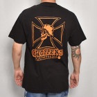 Choppers Magazine×US/Chopper Cross S/S T-Shirt（チョッパーズマガジン×アス Tシャツ）ブラック×オレンジ [a-7536]