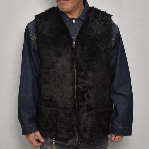 Fake Fur Black Panther Zip Up Vest（フェイクファーベスト