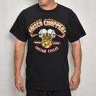 Frisco Choppers/Skull Motor S/S T-Shirt（フリスコチョッパーズ Tシャツ）ブラック×イエロー/レッド [a-8038]