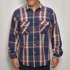 ・Five Brother/Vintage Heavy Flannel L/S Shirt（ファイブブラザー フランネルシャツ）ネイビー×ベージュ/サイズL [y-0514]