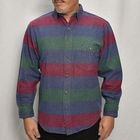 ・Eddie Bauer/Cotton Flannel L/S Shirt（エディバウワー ネルシャツ）ネイビー×グリーン×ベージュ/サイズS [y-0534]