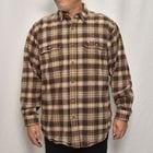 ・Carhartt/Cotton Flannel L/S Shirt（カーハート ネルシャツ）ブラウン×ベージュ/サイズL [y-0543]