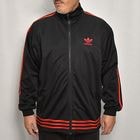・Adidas/Track Jacket（アディダス トラックジャケット）ブラック×レッド/サイズM相当 [y-0584]