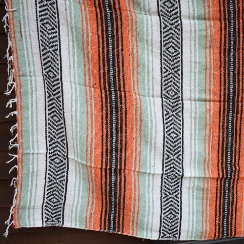 Mexican Rag Blanket（メキシカンラグブランケット）オレンジ×セージ