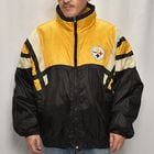 ��90's Vintage Puffer Jacket/Steelers��90's������ơ��� �ѥե������㥱�åȡ˥֥�å��ߥ�������/������2XL [y-0916]