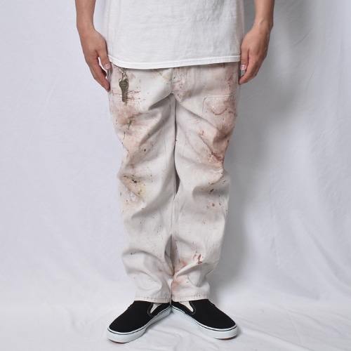 Fake Double Knee Dirty White Carpenter Easy Pants（フェイク