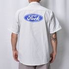 Fuck Logo Striped Work S/S Shirt�ʥե��å��������ȥ饤�ץ������ġ˥ۥ磻�ȡߥ��㥳���� [a-8574]