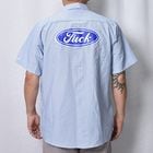 Fuck Logo Striped Work S/S Shirt�ʥե��å��������ȥ饤�ץ������ġ˥֥롼�ߥۥ磻�� [a-8575]