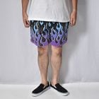 Flames Printed Easy Short Pants�ʥե졼�ॹ�����������硼�ȥѥ�ġ˥֥�å��ߥѡ��ץ�/�֥롼 [a-8622]