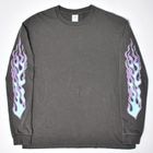 Flames Printed L/S T-Shirt�ʥե졼�ॹ T����ġ˥ե����ɥ֥�å��ߥ֥롼 [a-8709]