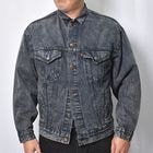 Customized Levi's Black Overdyed Trucker Jacket(�꡼�Х��� �ǥ˥ॸ�㥱�å�)�֥�å�/������XL [y-1588]