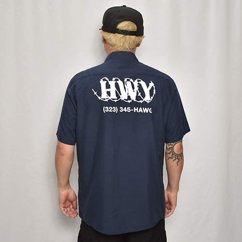 HWYUs/Limited Hand-Printed S/S Work Shirtʥ֥塼磻ߥ ġ˥ͥӡ/L [y-0275]