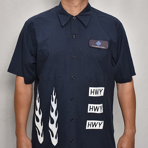 HWYUs/Limited Hand-Printed S/S Work Shirtʥ֥塼磻ߥ ġ˥ͥӡ/L [y-0275]