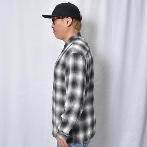 Towncraft/Ombre Checked L/S Rayon Shirt�ʥ����󥯥�ե� �����å�����ġ˥֥�å��ߥۥ磻�� [a-8525]