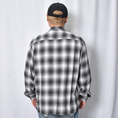 Towncraft/Ombre Checked L/S Rayon Shirt�ʥ����󥯥�ե� �����å�����ġ˥֥�å��ߥۥ磻�� [a-8525]