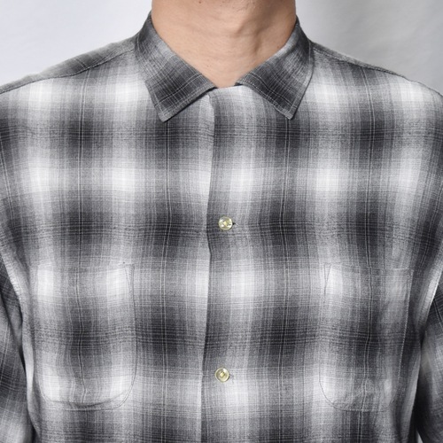 Towncraft/Ombre Checked L/S Rayon Shirt�ʥ����󥯥�ե� �����å�����ġ˥֥�å��ߥۥ磻�� [a-8525]