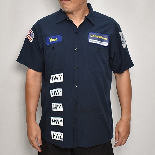 HWYUs/Limited Hand-Printed S/S Work Shirtʥ֥塼磻ߥ ġ˥ͥӡ/L [y-0276]