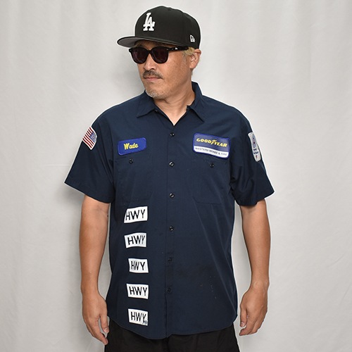 HWYUs/Limited Hand-Printed S/S Work Shirtʥ֥塼磻ߥ ġ˥ͥӡ/L [y-0276]