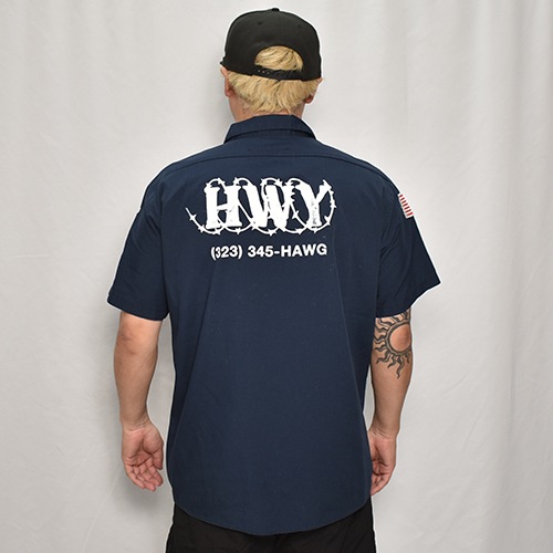 HWYUs/Limited Hand-Printed S/S Work Shirtʥ֥塼磻ߥ ġ˥ͥӡ/L [y-0276]
