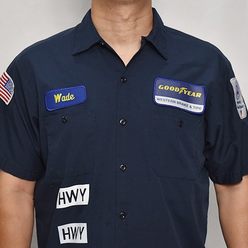 HWYUs/Limited Hand-Printed S/S Work Shirtʥ֥塼磻ߥ ġ˥ͥӡ/L [y-0276]