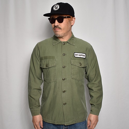 Us Customized US Army Shit Happens L/S Utility Shirt��US�����ߡ� �桼�ƥ���ƥ�����ġ˥��꡼��/����53cm [z-7303]