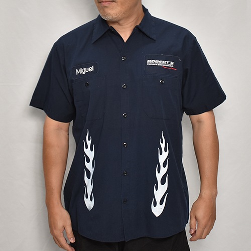 HWYUs/Limited Hand-Printed S/S Work Shirtʥ֥塼磻ߥ ġ˥ͥӡ/L [y-0277]