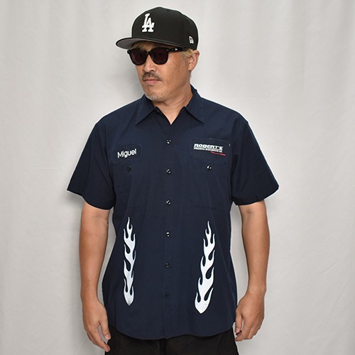 HWYUs/Limited Hand-Printed S/S Work Shirtʥ֥塼磻ߥ ġ˥ͥӡ/L [y-0277]