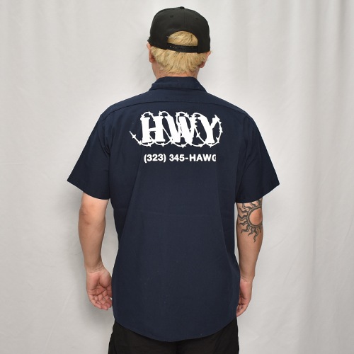 HWYUs/Limited Hand-Printed S/S Work Shirtʥ֥塼磻ߥ ġ˥ͥӡ/L [y-0277]