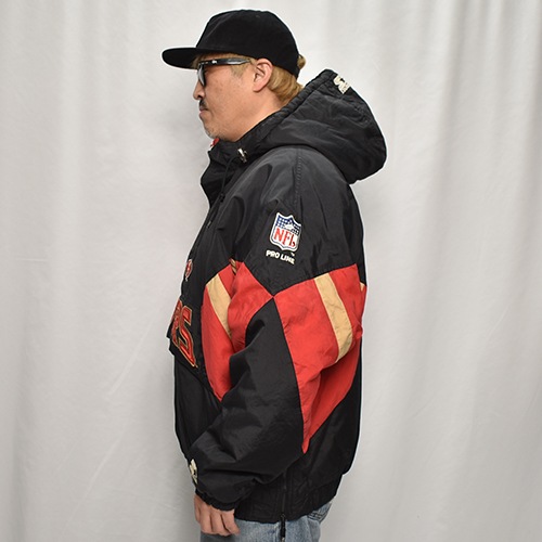 ��90's Vintage Puffer Jacket/49ers��90's������ơ��� �ѥե������㥱�åȡ˥֥�å��ߥ�å�/������XL [y-0900]