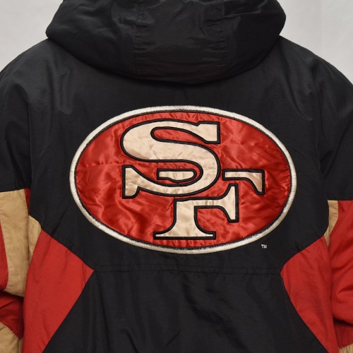 ��90's Vintage Puffer Jacket/49ers��90's������ơ��� �ѥե������㥱�åȡ˥֥�å��ߥ�å�/������XL [y-0900]