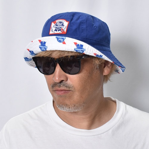 Pabst Blue Ribbon/Reversible Bucket Hat�ʥѥ֥��� ��С����֥�ϥåȡ˥֥롼��PBR���� [a-8658]
