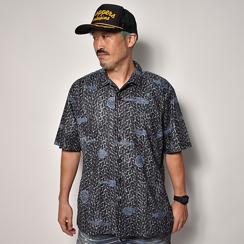 Harley Davidson/Cotton Open Collered S/S Shirt(�ϡ��졼���ӥåɥ��� �����)�֥�å� [a-5207]