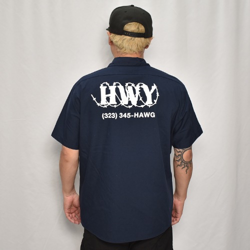 HWYUs/Limited Hand-Printed S/S Work Shirtʥ֥塼磻ߥ ġ˥ͥӡ/L [y-0278]