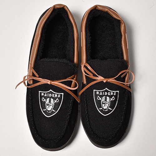 Las Vegas Raiders Official Sherpa Lined Corduroy Moccasins��LV�쥤������ ���ե������⥫����˥֥�å� [a-5452]