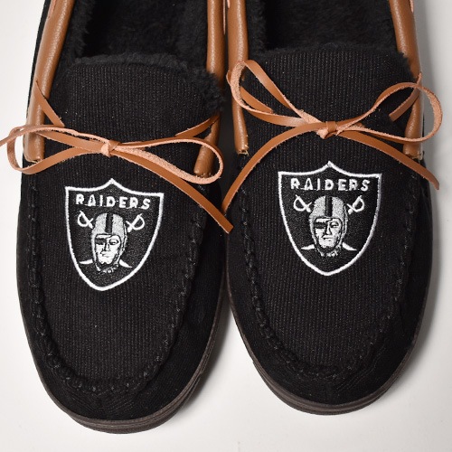 Las Vegas Raiders Official Sherpa Lined Corduroy Moccasins��LV�쥤������ ���ե������⥫����˥֥�å� [a-5452]