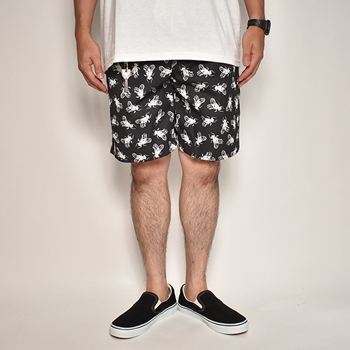 Over Printed FLY Easy Shorts�ʥե饤�����������硼�ġ˥֥�å��ߥۥ磻�� [a-6107]