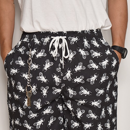 Over Printed FLY Easy Shorts�ʥե饤�����������硼�ġ˥֥�å��ߥۥ磻�� [a-6107]